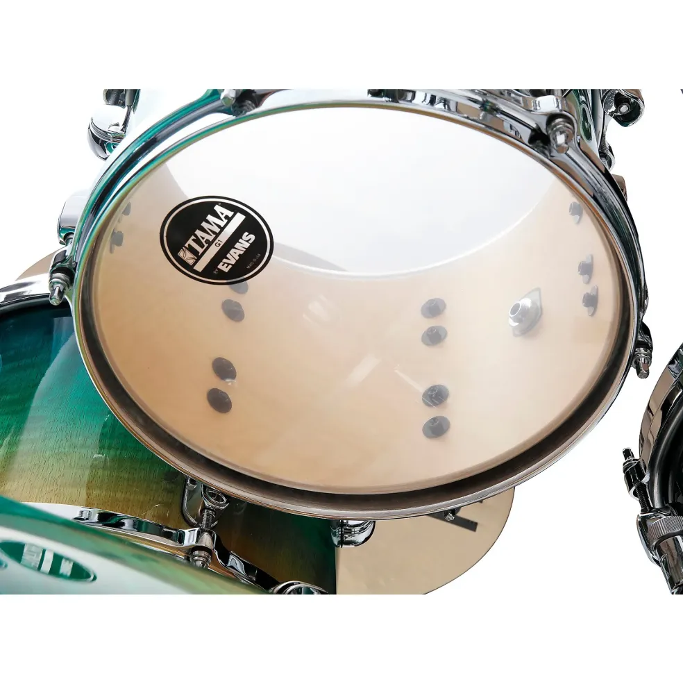 TAMA Starclassic Maple 4-Piece Shell Pack With 22" Bass Drum and Chrome Shell Hardware Marine Shoreline Movingui Fade