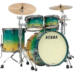TAMA Starclassic Maple 4-Piece Shell Pack With 22" Bass Drum and Smoked Black Nickel Shell Hardware Marine Shoreline Movingui Fade