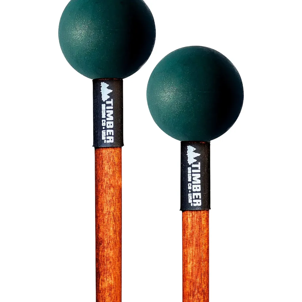 Timber Drum Company Extra Hard Rubber Mallets With Solid Hardwood Handles Extra Hard Dark Green
