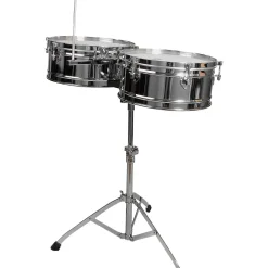 Toca Elite Series Steel Timbales 14" and 15" Chrome Drums with Stand 14 in./15 in. Chrome