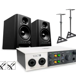 Universal Audio Volt 2 With Harbinger Studio Monitor Pair, Stands & Cables SM505