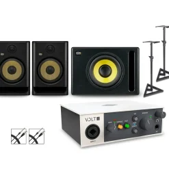 Universal Audio Volt 1 with KRK ROKIT G5 Studio Monitor Pair & S10 Subwoofer (Stands & Cables Included) ROKIT 8