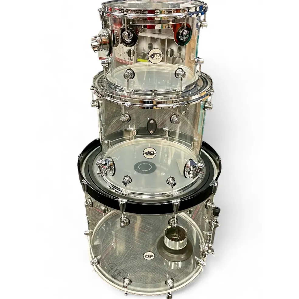 Used DW 3 piece Design Series Acrylic Clear Drum Kit