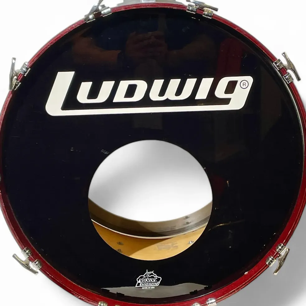 Used Ludwig 5 Piece Classic Maple cherry kick / black cortex toms Drum Kit