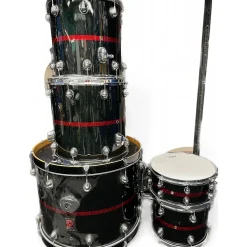 Used Premier 5 piece GENISTA Red And Black Sparkle Drum Kit