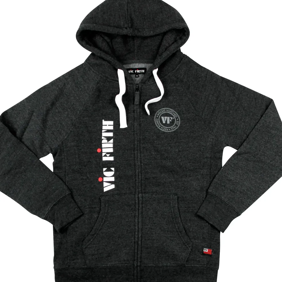 Vic Firth Zip Up Logo Hoodie Medium Charcoal