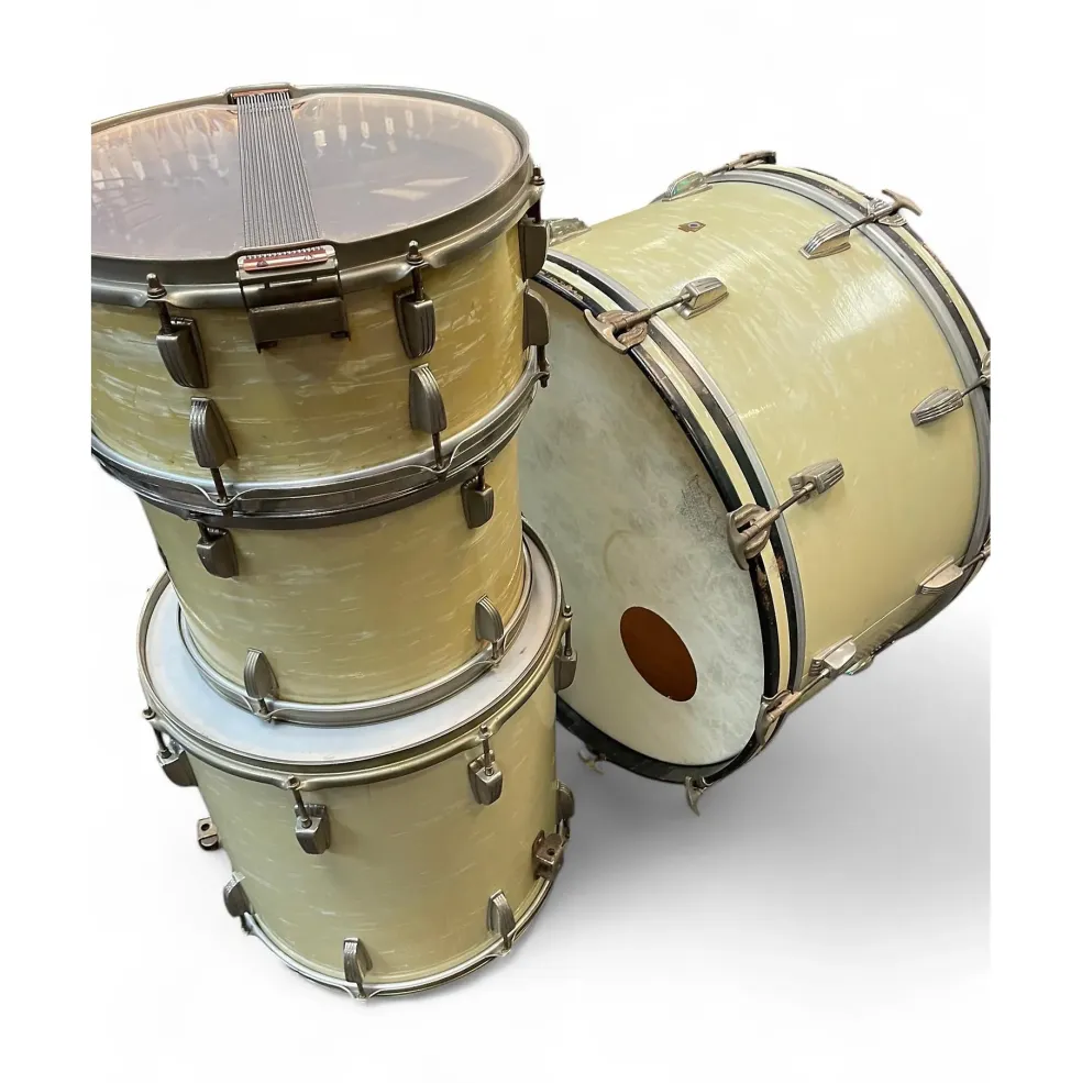 Vintage 1947 Ludwig 4 piece Wft Drums White Marine Pearl Drum Kit