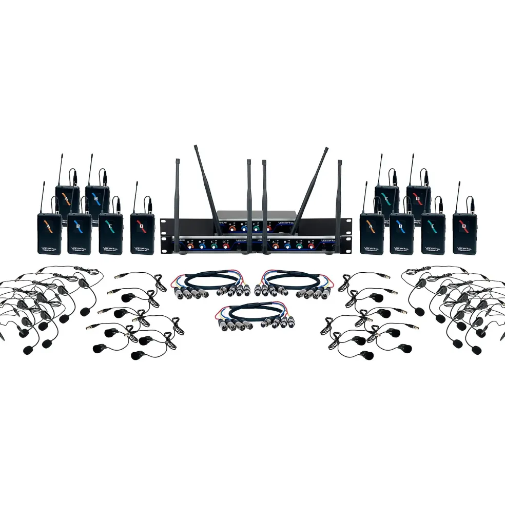 VocoPro DIGITAL-PLAY-12 12-Channel UHF Wireless Headset/Lapel Microphone System, 900-927.2mHz 902-928 MHz Black