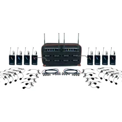 VocoPro MIB-QUAD-8B SYSTEM 8-Channel Wireless Headset/Lapel Mic-in-Bag Package, 900-927.2mHz