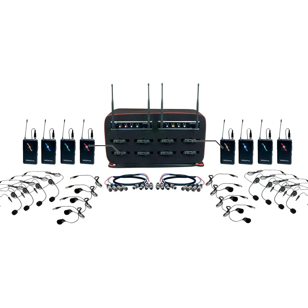 VocoPro MIB-QUAD-8B SYSTEM 8-Channel Wireless Headset/Lapel Mic-in-Bag Package, 900-927.2mHz