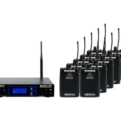 VocoPro SilentPA-SEMINAR10 16-Channel UHF Wireless Audio Broadcast System (Stationary Transmitter With 10 Bodypack Receivers), 900-927.2mHz Black