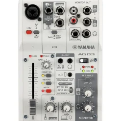 Yamaha AG03MK2 3-Channel Live Streaming Loopback Audio USB Mixer White