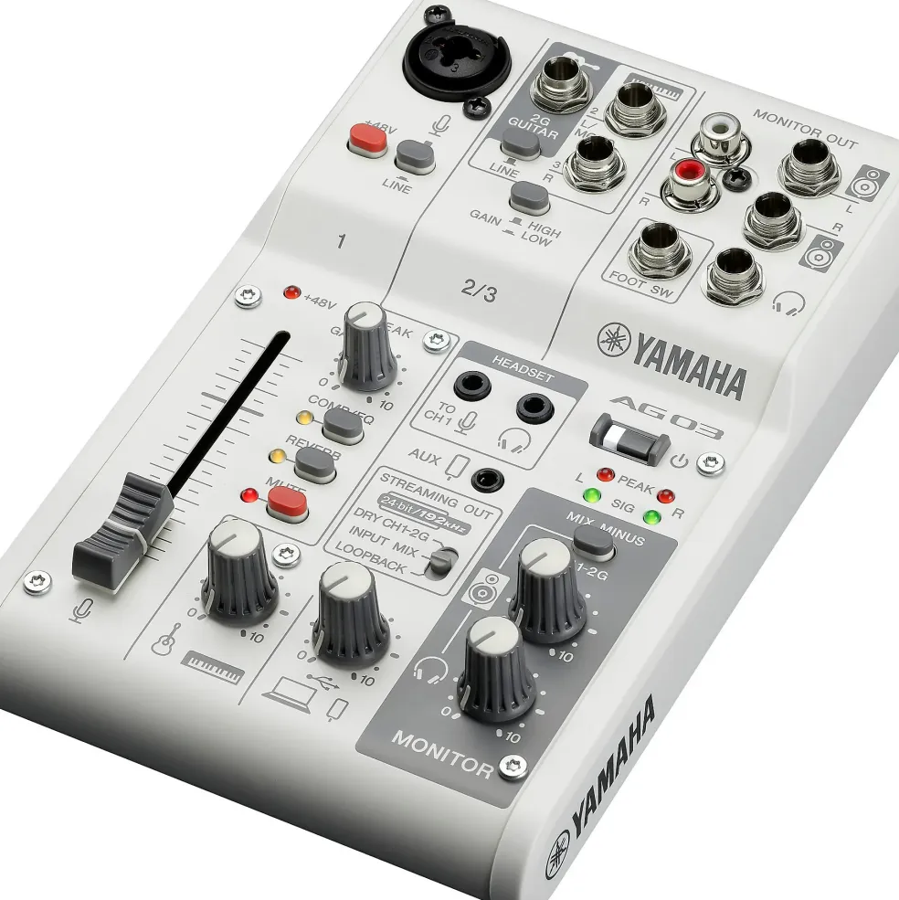 Yamaha AG03MK2 3-Channel Live Streaming Loopback Audio USB Mixer White