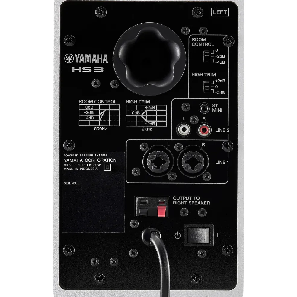 Yamaha HS3 3.5" Powered Studio Monitors (Pair), White