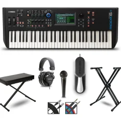 Yamaha MODX6+ Synthesizer With Stand, Pedal, Bench, Microphone and Cables