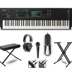 Yamaha MODX7+ Synthesizer With Stand, Pedal, Bench, Microphone and Cables