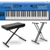 Yamaha MX49 49-Key Music Production Synthesizer Essentials Bundle Blue