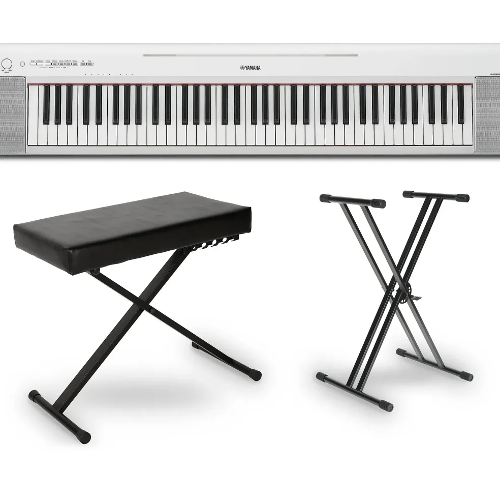Yamaha Piaggero NP-35 76-Key Portable Keyboard Essentials Bundle White