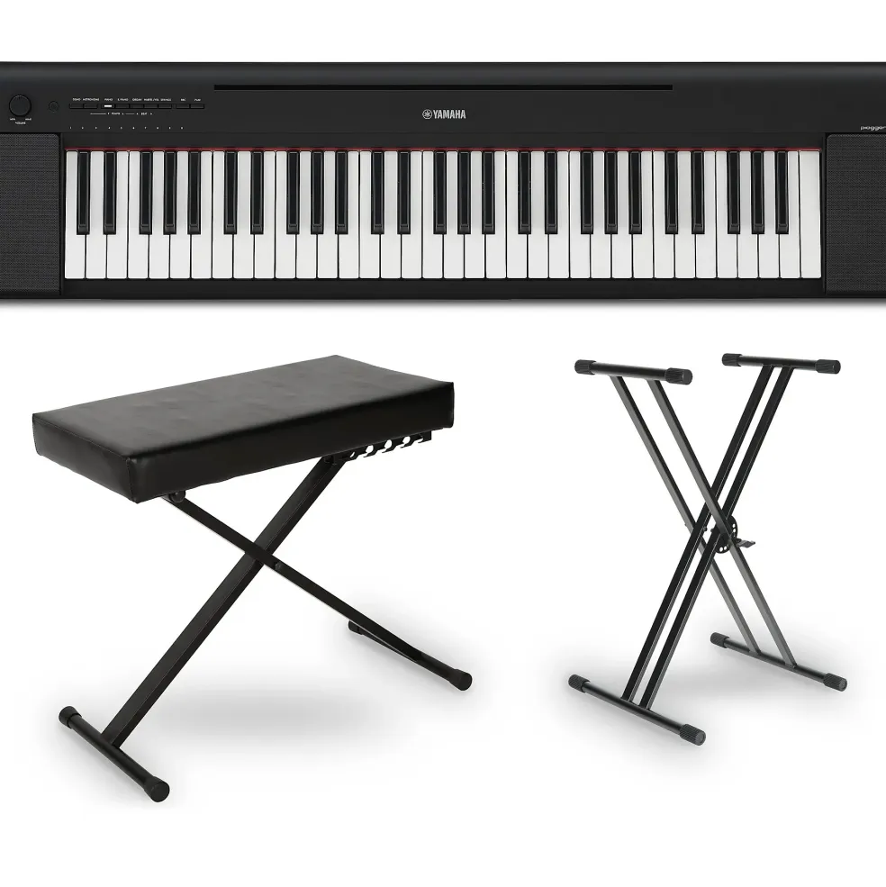Yamaha Piaggero NP-15 61-Key Portable Keyboard Essentials Bundle Black
