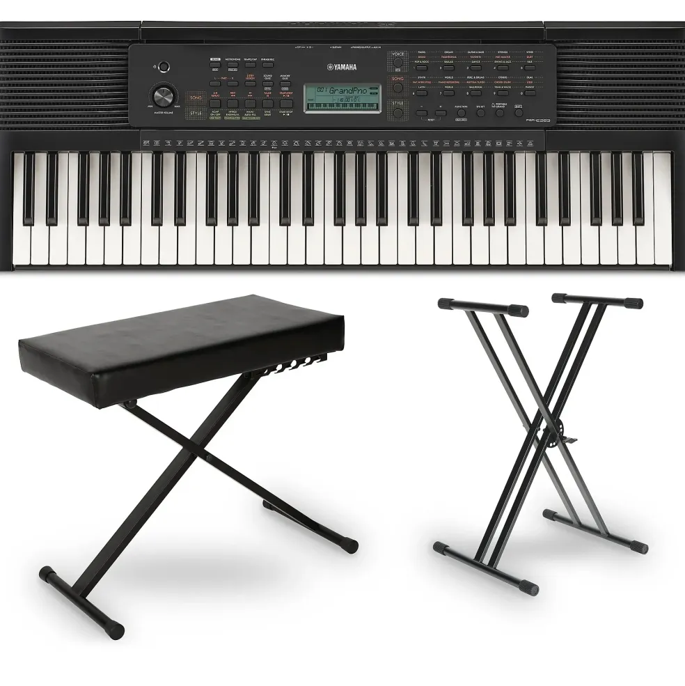 Yamaha PSRE283 61-Key Portable Keyboard Essentials Bundle