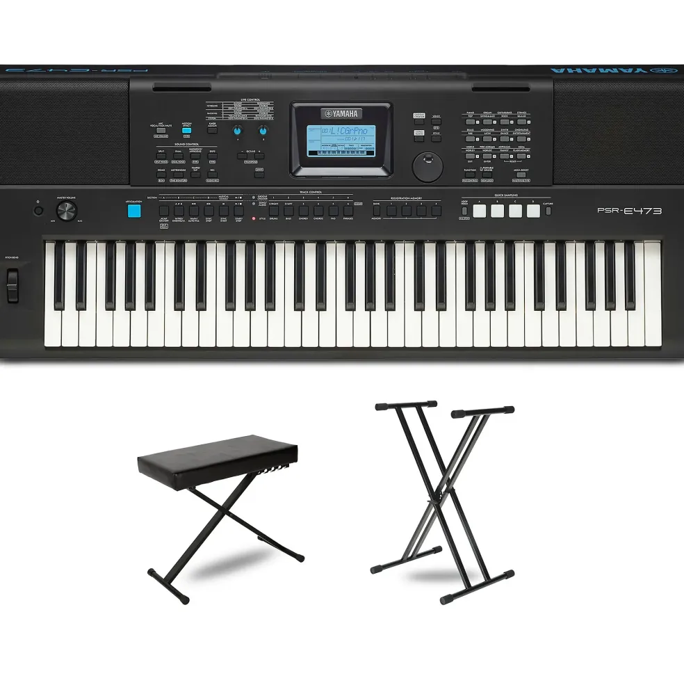 Yamaha Yamaha PSR-E473 High-Level Portable Keyboard Package Essentials Package