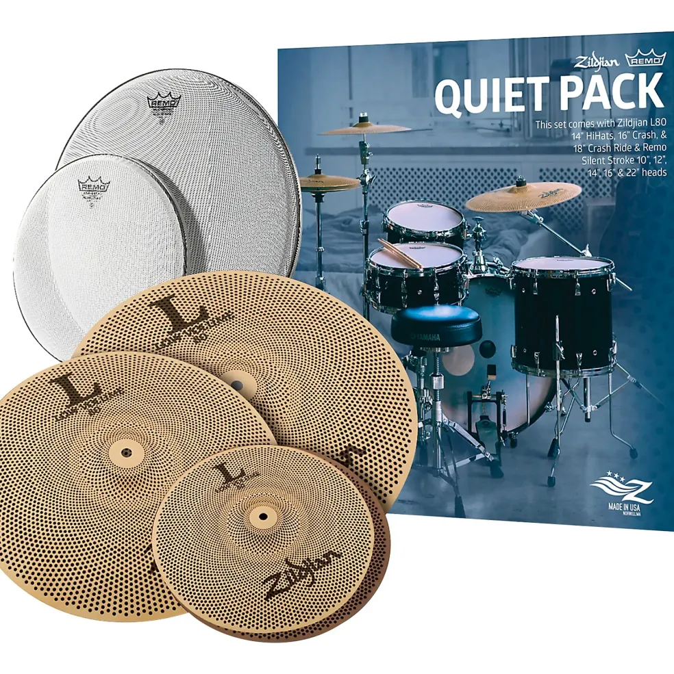 Zildjian Quiet Pack LV468RH Low Volume Cymbals With Remo Silentstroke Heads