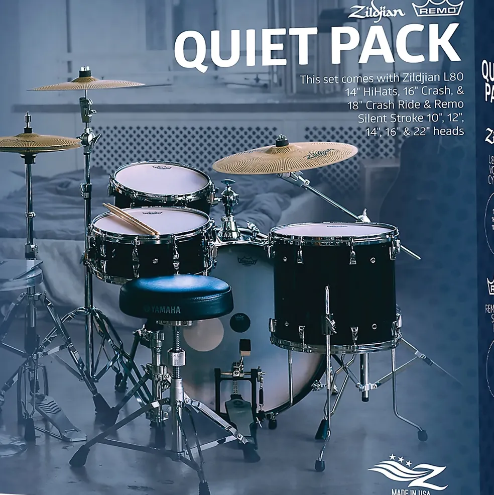Zildjian Quiet Pack LV468RH Low Volume Cymbals With Remo Silentstroke Heads